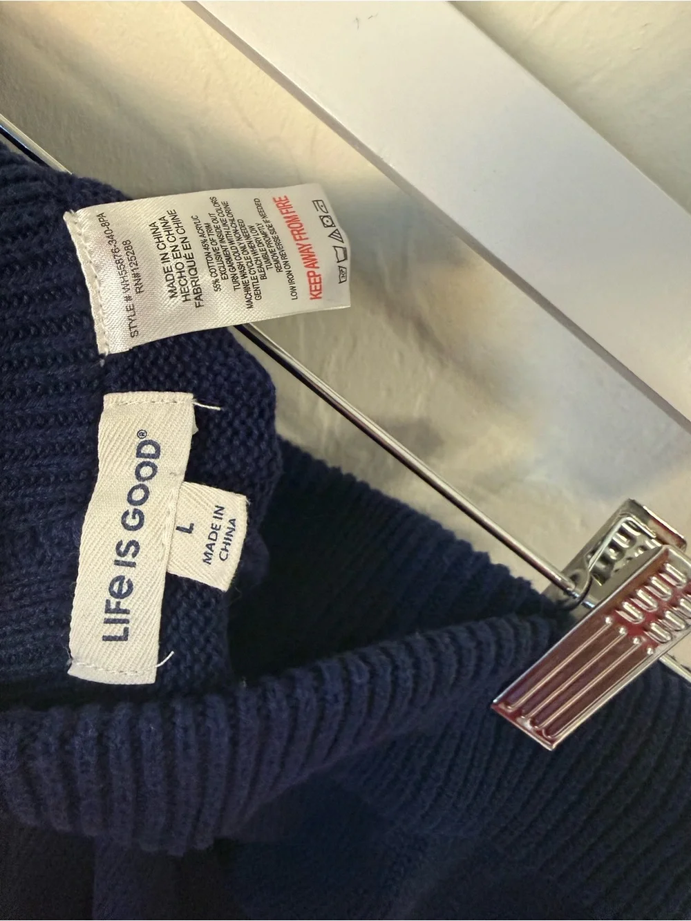 Life Is Good Women’s Navy Striped Knit Sweater & Shorts Set Size Large